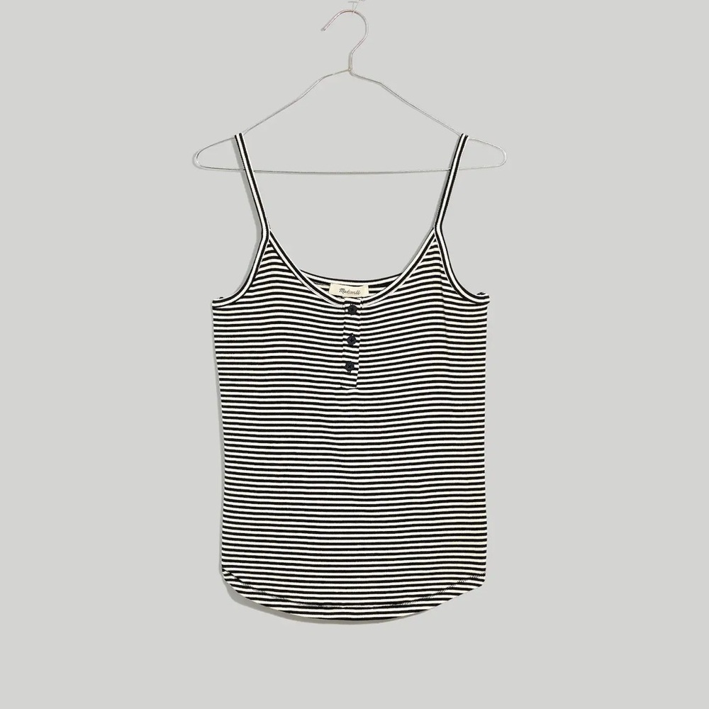 Madewell Black/White Striped Ribbed Pajama Tank Top size XS EUC